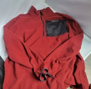 Timberland Sweater Mens  Large Red 1/4 Zip Polyester Fleece Mock Neck Hike